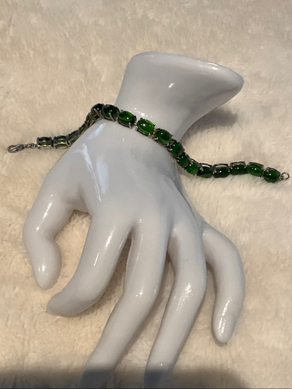 Green Glass Link Bracelet - Women Jewelry